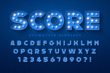 Show alphabet design, marquee, LED lamps letters and numbers. © Aleksandr