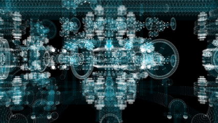 Particle hologram industrial equipment, valves, pipes and sensors