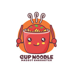 vector cup noodle mascot cartoon, suitable for, logos, prints, stickers, etc
