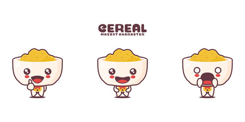 vector cereal cartoon mascot, with different expressions