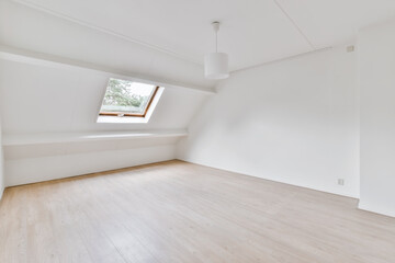 Bright and beautiful room with large windows and parquet floors