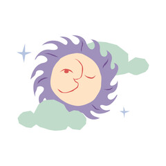 Sun and moon vector illustration in flat color design

