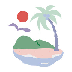 Fototapeta na wymiar Beach vector illustration in flat color design