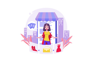 Online Shop Illustration concept. Flat illustration isolated on white background