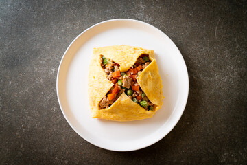 egg wrap or stuffed egg with minced pork and vegetable