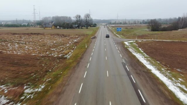 Drone follow BMW M10 though Lithuania