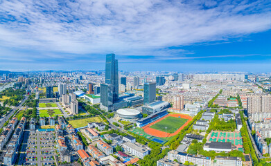 Naklejka premium Urban environment of Wuzhong Sports Center, Suzhou City, Jiangsu Province