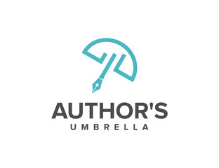 umbrella with pen and bar chart simple sleek creative geometric modern logo design