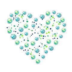 Hearts Valentine's day love funny beautiful delicate pattern watercolor white flowers hand drawn  green blue drops rain bright nature greenery holiday