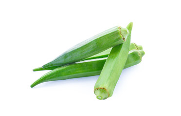 fresh okra isolated on white background