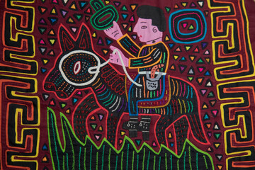 Mola Guna design of an Indigenous woman from Guna Yala Panama