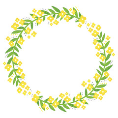 手描き風　黄色い花の丸フレーム