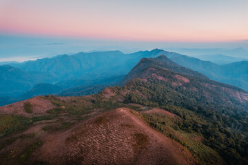 early morning mountain from above before sunrise