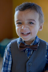 portrait of little businessman in suit