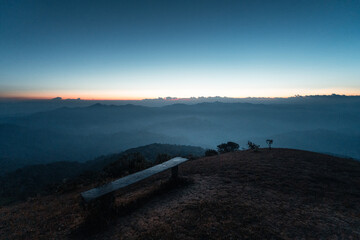 Fototapeta na wymiar the morning before sunrise on the mountain,early morning blue hour