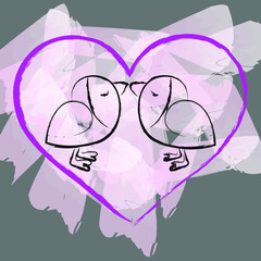 Plakat vector illustration of two birds in the heart