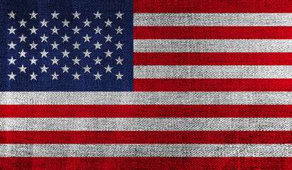 Obraz premium USA flag on knitted fabric. 3D-image