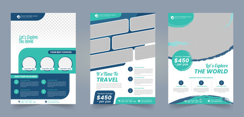 Travel sale poster flyer with photo for promotional business and cover design creative template