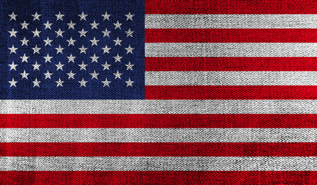 USA flag on knitted fabric. 3D-image