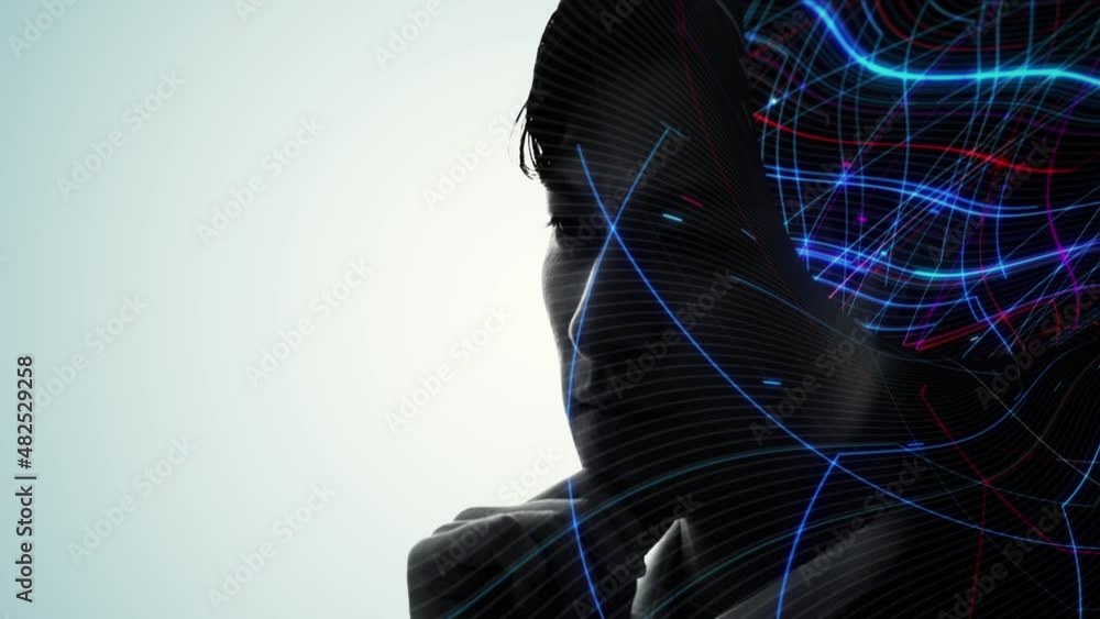 Aufkleber AI (Artificial Intelligence) concept. Deep learning. Electronic circuit.