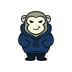 monkey wearing hoodie while standing vector illustration
