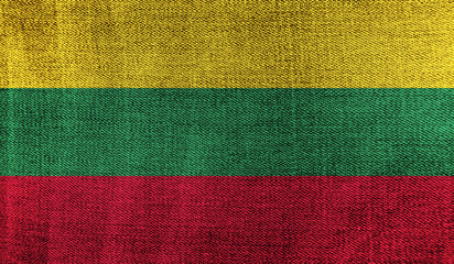 Lithuania flag on knitted fabric. 3D-image