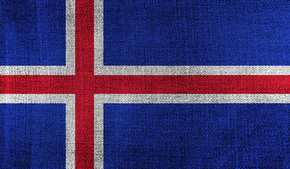 Iceland flag on knitted fabric. 3D-image