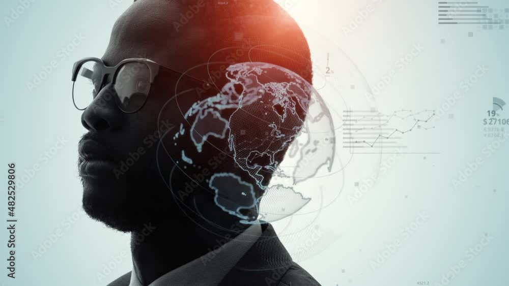 Poster Global communication network concept. AI (Artificial Intelligence).