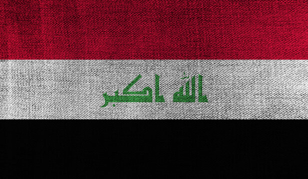 Iraq flag on knitted fabric. 3D-image