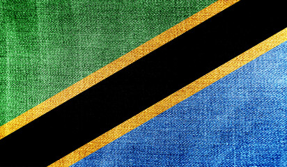 Tanzania flag on knitted fabric. 3D-image