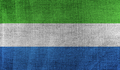 Sierra Leone flag on knitted fabric. 3D-image