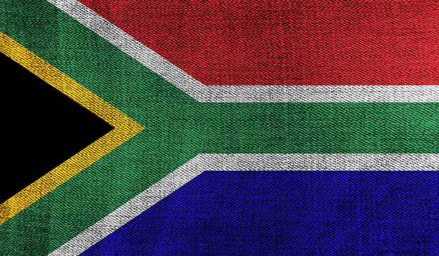South Africa flag on knitted fabric. 3D-image