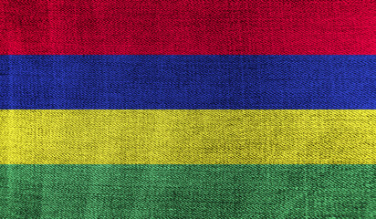 Mauritius flag on knitted fabric. 3D-image