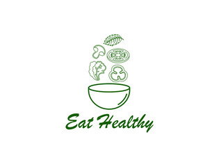 eat healthy line art vector illustration 