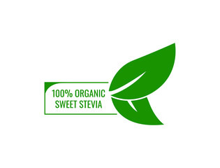100% organic stevia icon vector illustration  - obrazy, fototapety, plakaty