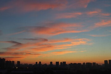 sunset over the city