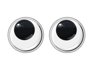  Funny plastic toy eyes look up on a isolated white background. Safe toys. Rolled his eye. Vector cartoon illustration.
