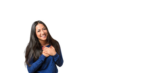 Young woman showing her heartfelt gratitude