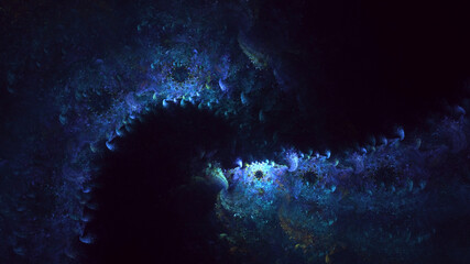 3D rendering abstract multicolor fractal light background