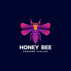Fototapeta premium Vector Logo Illustration Honeybee Gradient Colorful Style.
