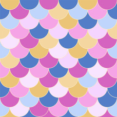 Vector - Colorful seamless pattern of skin fish, Mermaid violet, pink, blue background. Japanese style. 