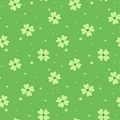 Vector - Good luck of Clover leaves (4 leaf, shamrock) on green background. Saint Patrick's day.