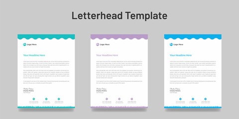 Abstract Corporate Style Letterhead Design Template Vector For Your Project. Simple And Clean Print Ready File