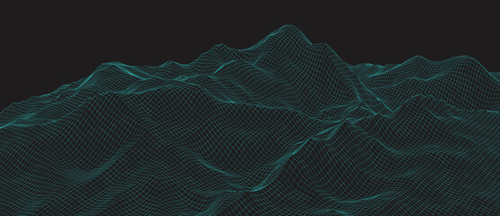 3D rendered illustration of terrain wireframe mesh