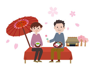 春の桜　花見茶屋 