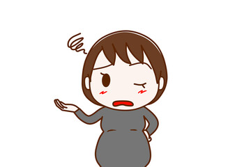 （上半身正面）呆れてがっかりしながら片目を瞑って嫌味を言ってしまう妊婦