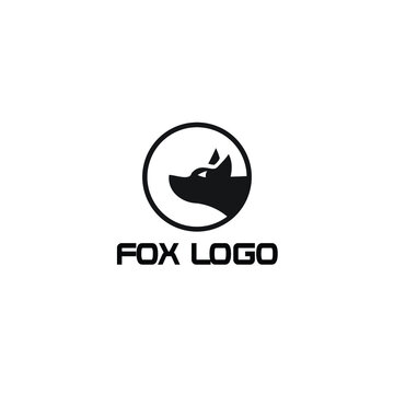 Logo design template, with a Fox head icon in a circle