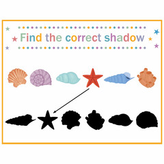 Find the right shadow, color vector illustration