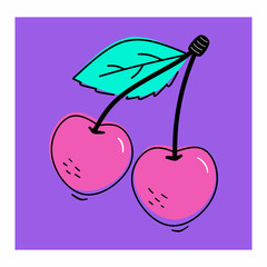 Cute cherry fruit flat icon