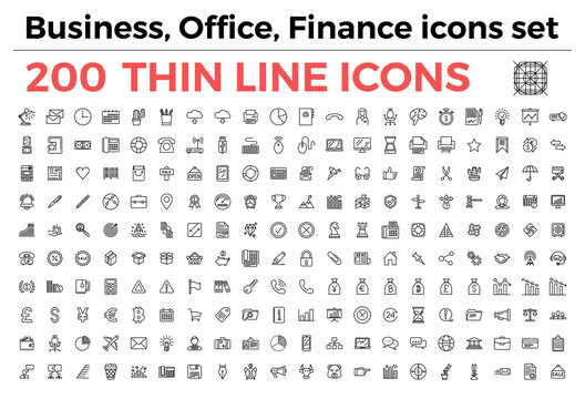 The variety of thin line icons for business, office, finance theme illustration